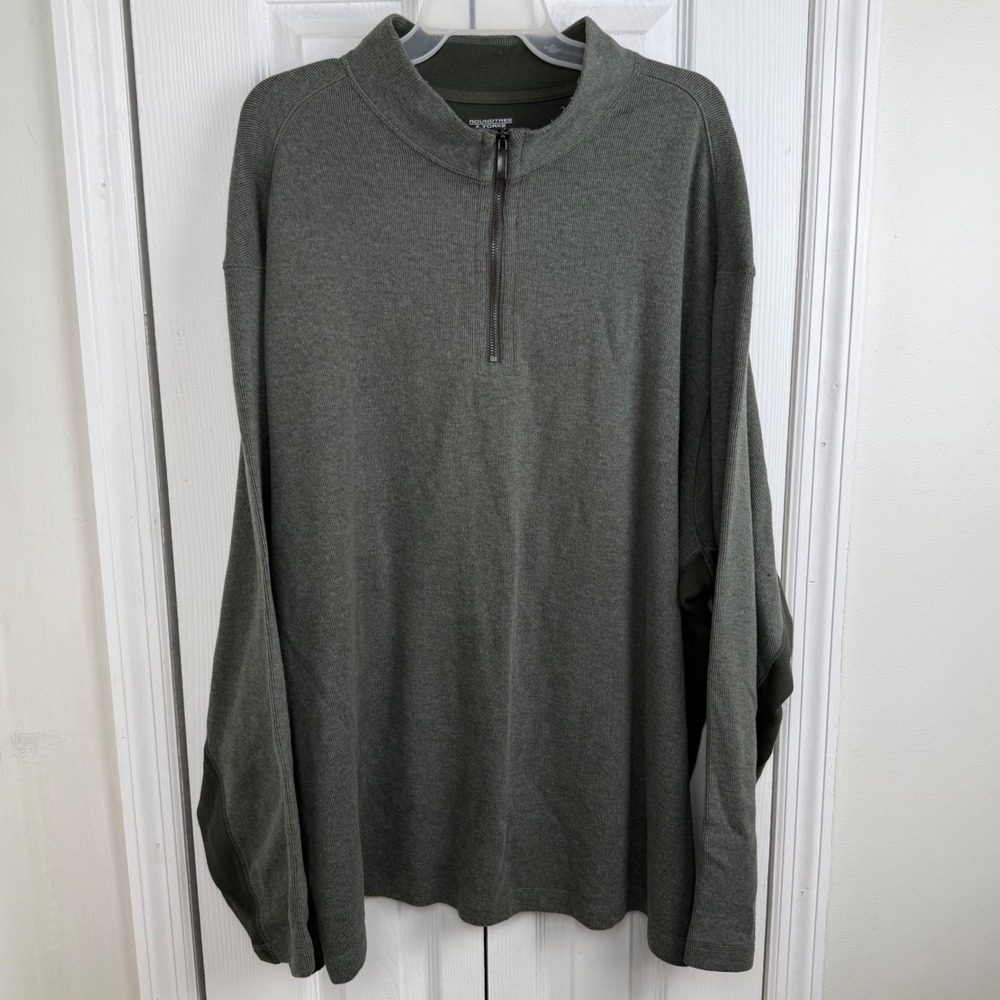 Roundtree & Yorke 3XB Big Tall‎ Quarter Zip Pullover Green Long Sleeve Men's Top